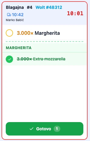 Wolt KDS ticket 1