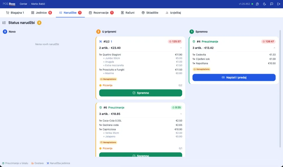 Status narudžbi u POS Boss-u